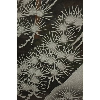 鶴松 エッチングガラス戸 4枚1組　GD1091 