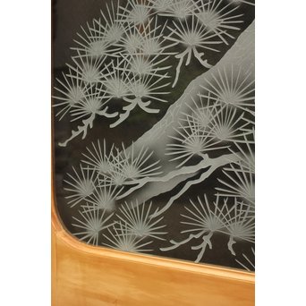 鶴松 エッチングガラス戸 4枚1組　GD1091 