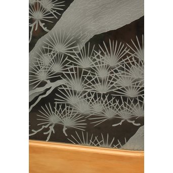 鶴松 エッチングガラス戸 4枚1組　GD1091 