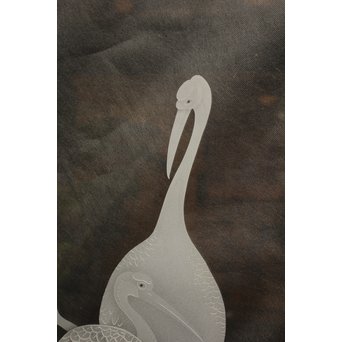 鶴松 エッチングガラス戸 4枚1組　GD1091 