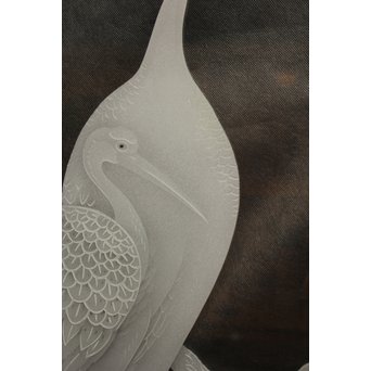 鶴松 エッチングガラス戸 4枚1組　GD1091 