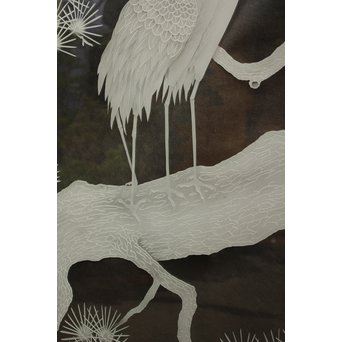 鶴松 エッチングガラス戸 4枚1組　GD1091 