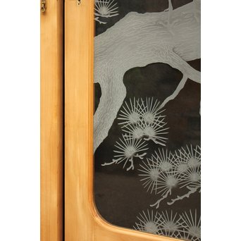 鶴松 エッチングガラス戸 4枚1組　GD1091 