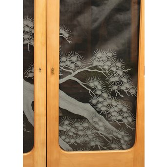 鶴松 エッチングガラス戸 4枚1組　GD1091 