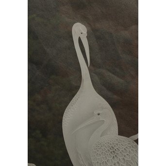 鶴松 エッチングガラス戸 4枚1組　GD1091 