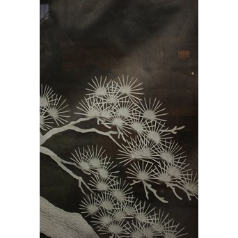 鶴松 エッチングガラス戸 4枚1組　GD1091 