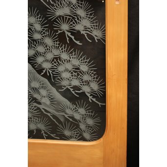 鶴松 エッチングガラス戸 4枚1組　GD1091 