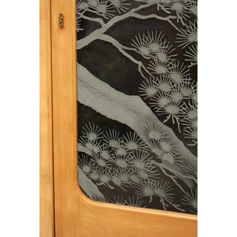 鶴松 エッチングガラス戸 4枚1組　GD1091 