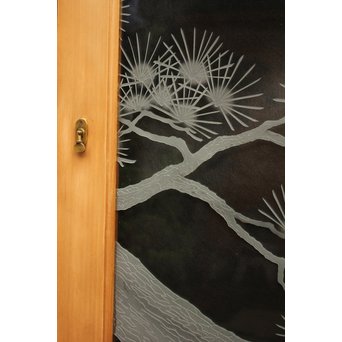 鶴松 エッチングガラス戸 4枚1組　GD1091 