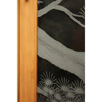 鶴松 エッチングガラス戸 4枚1組　GD1091 