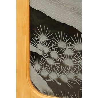 鶴松 エッチングガラス戸 4枚1組　GD1091 