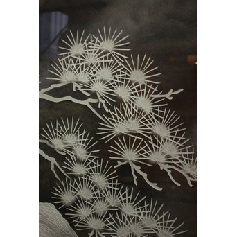 鶴松 エッチングガラス戸 4枚1組　GD1091 