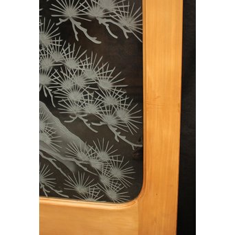 鶴松 エッチングガラス戸 4枚1組　GD1091 