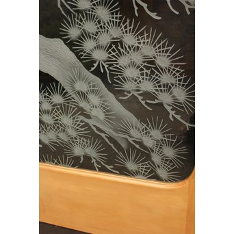 鶴松 エッチングガラス戸 4枚1組　GD1091 