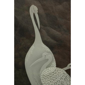 鶴松 エッチングガラス戸 4枚1組　GD1091 