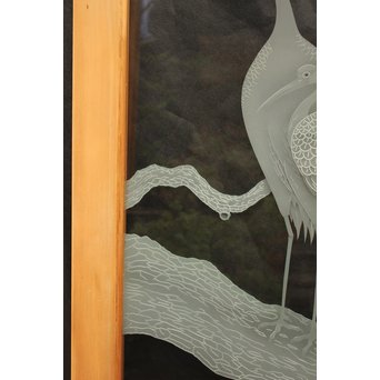 鶴松 エッチングガラス戸 4枚1組　GD1091 