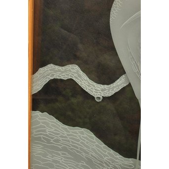 鶴松 エッチングガラス戸 4枚1組　GD1091 