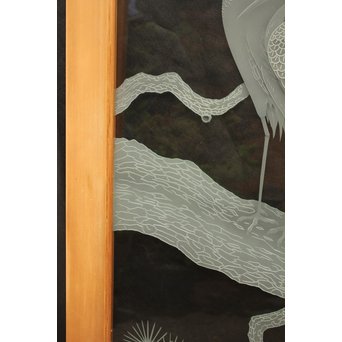 鶴松 エッチングガラス戸 4枚1組　GD1091 