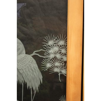 鶴松 エッチングガラス戸 4枚1組　GD1091 