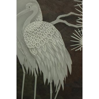 鶴松 エッチングガラス戸 4枚1組　GD1091 