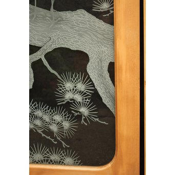 鶴松 エッチングガラス戸 4枚1組　GD1091 