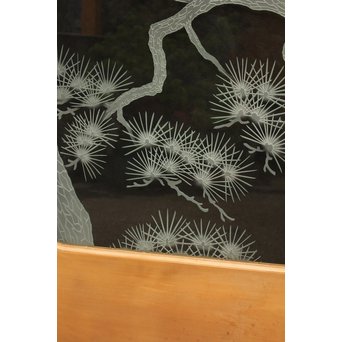 鶴松 エッチングガラス戸 4枚1組　GD1091 