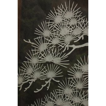 鶴松 エッチングガラス戸 4枚1組　GD1091 