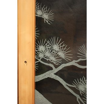 鶴松 エッチングガラス戸 4枚1組　GD1091 