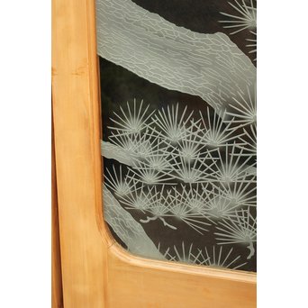 鶴松 エッチングガラス戸 4枚1組　GD1091 