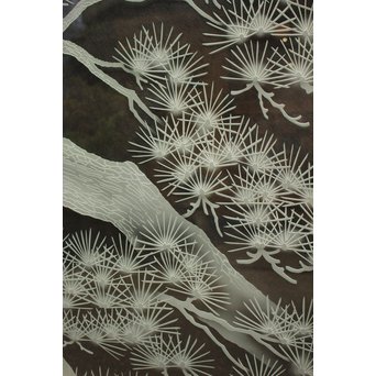 鶴松 エッチングガラス戸 4枚1組　GD1091 