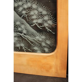 鶴松 エッチングガラス戸 4枚1組　GD1091 