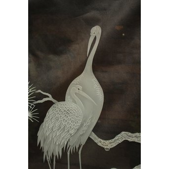 鶴松 エッチングガラス戸 4枚1組　GD1091 