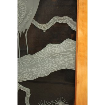 鶴松 エッチングガラス戸 4枚1組　GD1091 