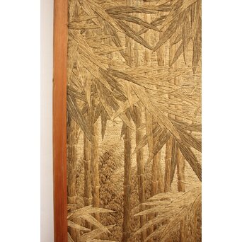 明治刺繍画 竹林水禽図　U001 