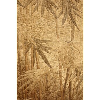 明治刺繍画 竹林水禽図　U001 