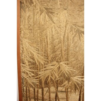 明治刺繍画 竹林水禽図　U001 