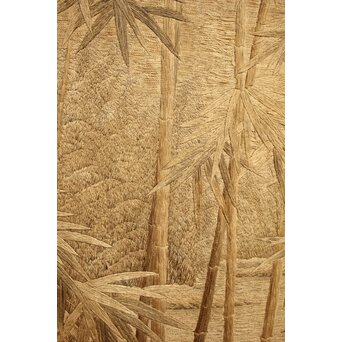 明治刺繍画 竹林水禽図　U001 