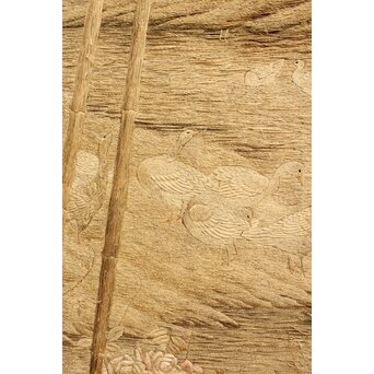 明治刺繍画 竹林水禽図　U001 