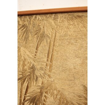 明治刺繍画 竹林水禽図　U001 