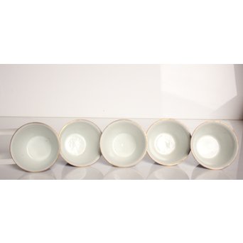 乾山欽製 山水楼閣図 染付金彩煎茶碗 5客　P008 