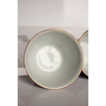 乾山欽製 山水楼閣図 染付金彩煎茶碗 5客　P008 