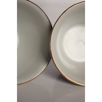 乾山欽製 山水楼閣図 染付金彩煎茶碗 5客　P008 