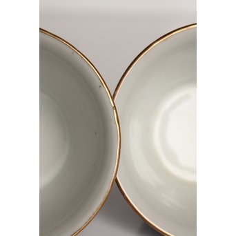 乾山欽製 山水楼閣図 染付金彩煎茶碗 5客　P008 