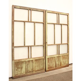 シャビーアンティークガラス戸 2枚1組　D168 