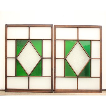 ダイアカット緑色ガラス戸 2枚1組　GD1099