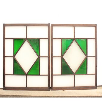ダイアカット緑色ガラス戸 2枚1組　GD1099 