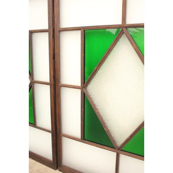 ダイアカット緑色ガラス戸 2枚1組　GD1099 