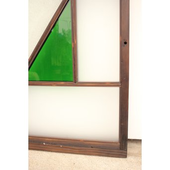 ダイアカット緑色ガラス戸 2枚1組　GD1099 