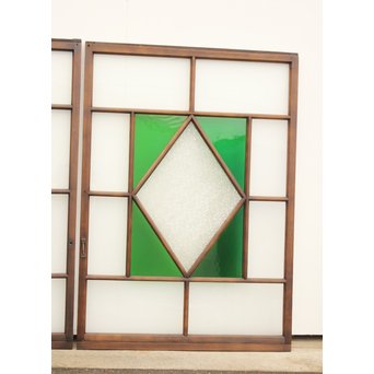 ダイアカット緑色ガラス戸 2枚1組　GD1099 