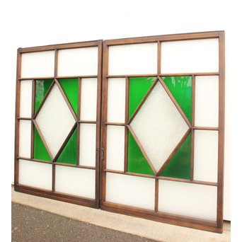 ダイアカット緑色ガラス戸 2枚1組　GD1099 
